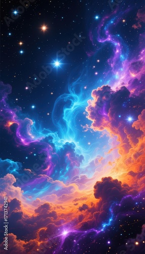 Nebula Skyscape Vibrant Cosmic Clouds and Stars