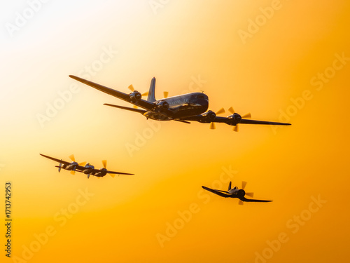 Wallpaper Mural Airshow performance in the warm light of the sunset made by skillful pilots on the skies of Bucharest Torontodigital.ca