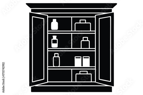 medicine cabinet silhouette vector icon