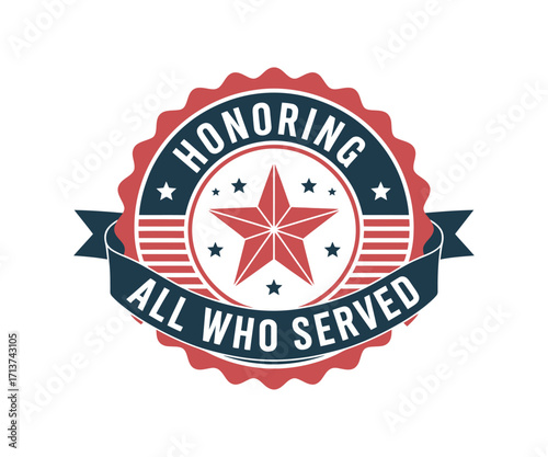 Red star medal badge honoring all who served blue