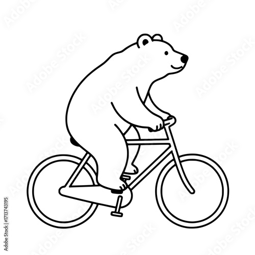 Cartoon bear riding a bicycle in a playful illustration  