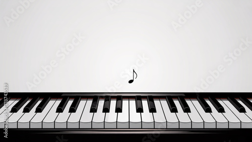 Piano keyboard musical instrument keys music note illustration for learning and composing song design art