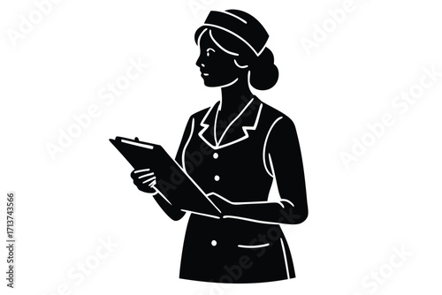 nurse taking notes silhouette vector icon
