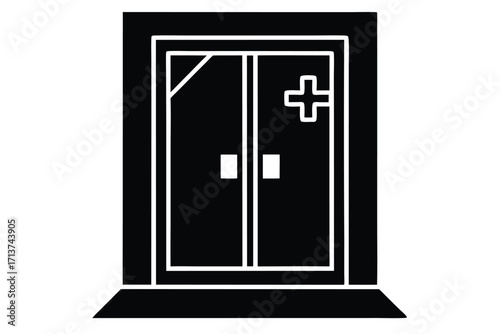 operation theater door silhouette vector icon