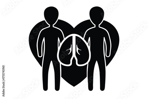 organ donation awareness silhouette vector icon