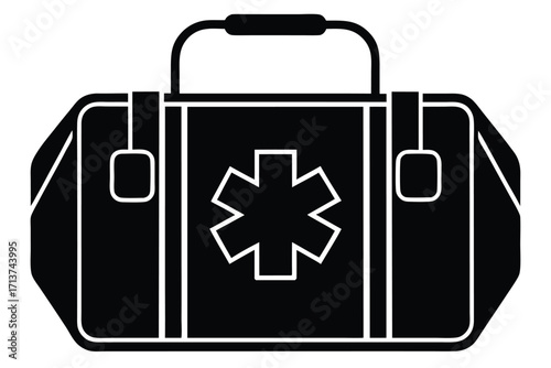 paramedic bag silhouette vector icon