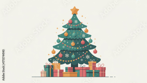 Christmas tree with gifts vector illustration download festive holiday season christmas celebration design 100