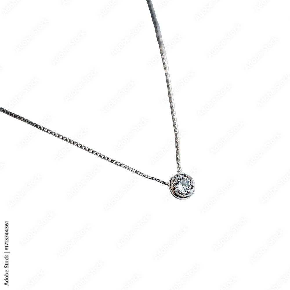 Fototapeta premium Delicate silver necklace with small stone