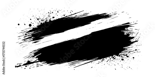 Abstract black brush strokes on white background design texture. Vector grunge brush strokes texture rough black scratches for wallpaper, paint splatter template, dirt banner design.
