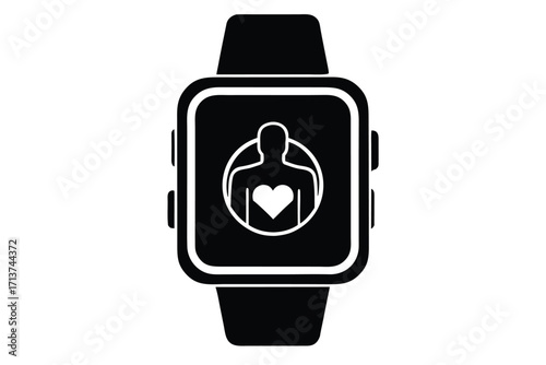 patient smartwatch silhouette vector icon