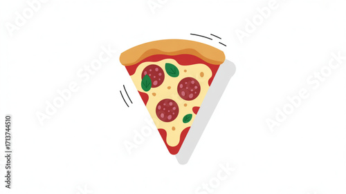 Pepperoni pizza slice vector illustration, italian food, fast food, pizza delivery, restaurant menu, tasty pizza