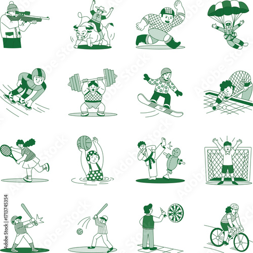 Set of Hand Drawn Olympic Sports Illustrations 