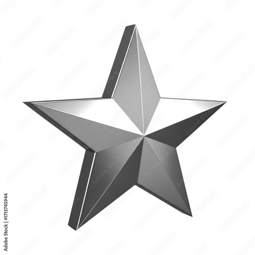 Obraz premium Silver Five Pointed Star on Black Background metallic 1