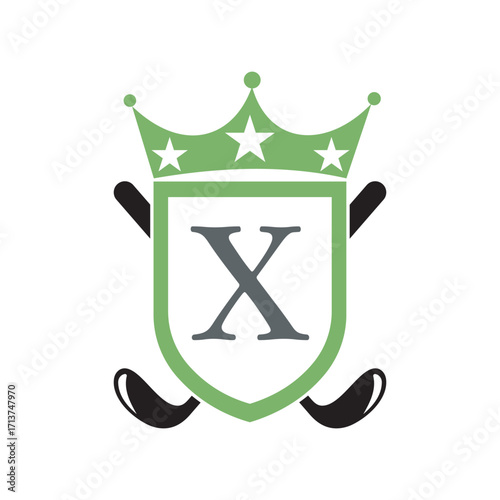 Golf Club Logo combine with letter X vector template