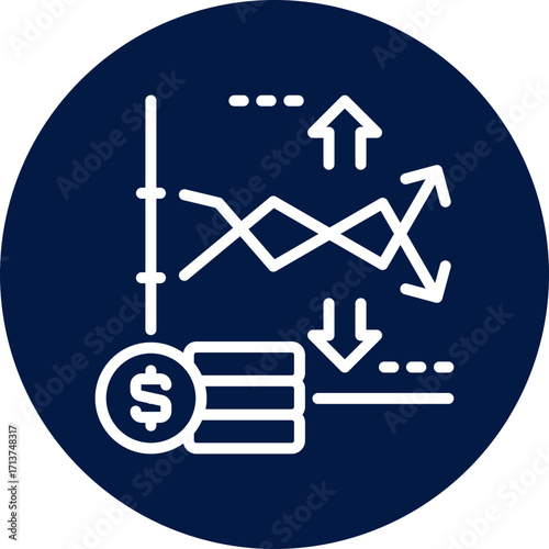 market volatility icon isolated on white background. vector illustration icon for market fluctuation
