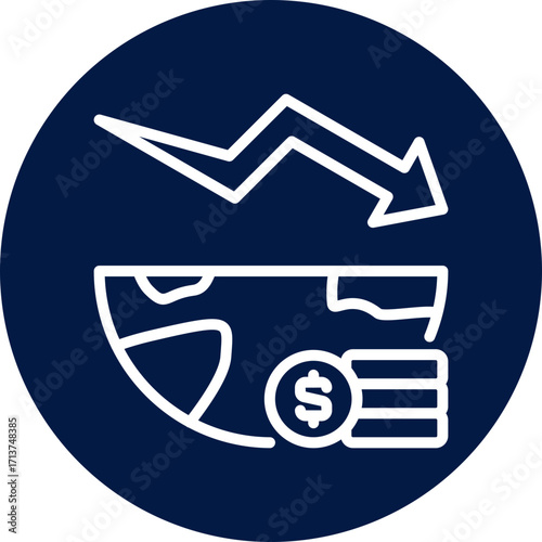 global recession icon isolated on white background. vector illustration icon for market fluctuation