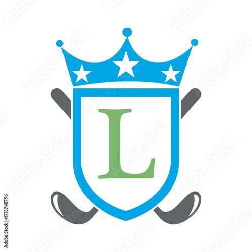 Golf Club Logo combine with letter L vector template