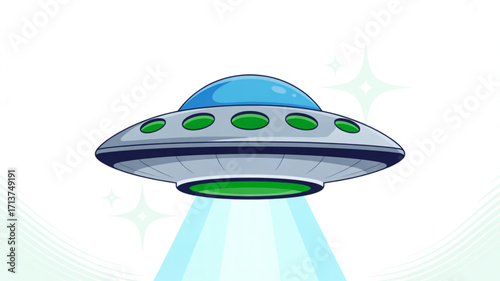 Cartoon ufo flying saucer vector illustration for kids alien spaceship drawing and space exploration concept