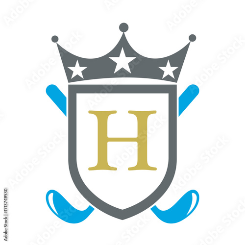 Golf Club Logo combine with letter H vector template