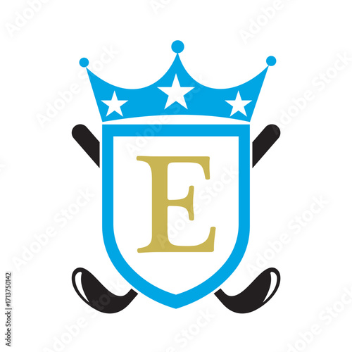 Golf Club Logo combine with letter E vector template