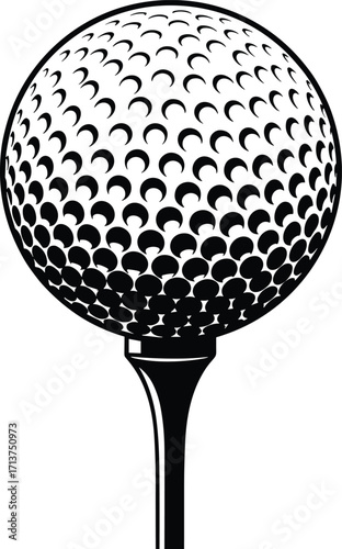olf ball on tee, black and white vector, sports icon, golf equipment, isolated illustration, sport symbol, game of golf, athletic activity, recreational sport, outdoor activity, club design