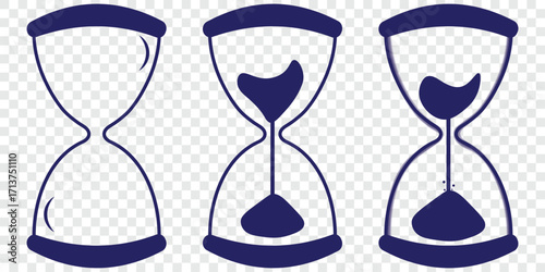 Hour glass icons set , hourglass icon vector, sand clock icon. Old hourglass with flowing sand icon with shadow. Hourglass icon vector for your web and mobile app design, Hourglass logo concept