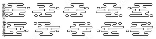 Outline Minimalist Asian clouds element vector. Perfect for travel, traditional nature, and culture festival. A stylish, simple design that evokes a classic aesthetic with a modern, artistic touch.