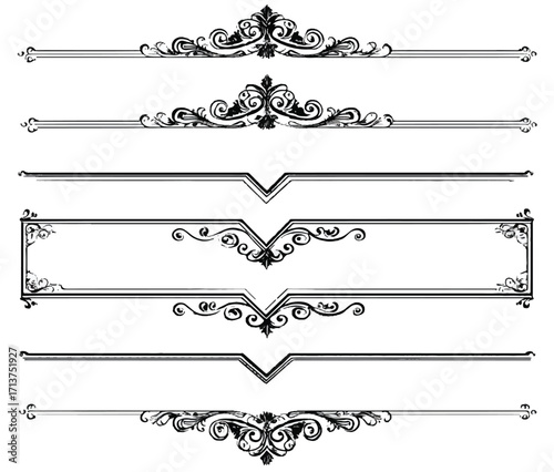 Elegant black and white decorative vector elements for graphic design and ornate borders providing style and distinction