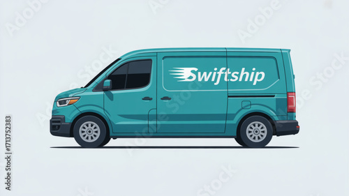 Swiftship delivery van vector illustration for express shipping and logistics services transportation design