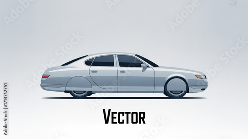 Silver sedan car vector illustration for automotive design and transportation industry showcasing modern vehicle style