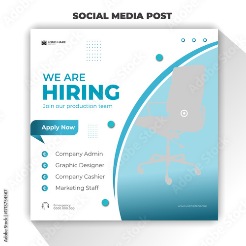 We are hiring join our production team social media post design template