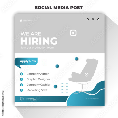 We are hiring join our production team social media post design template