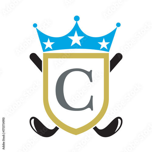 Golf Club Logo combine with letter C vector template