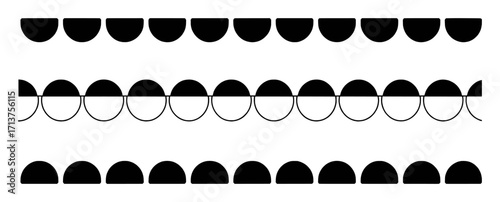 Abstract Geometric Pattern of Black and White Semicircles in Rows