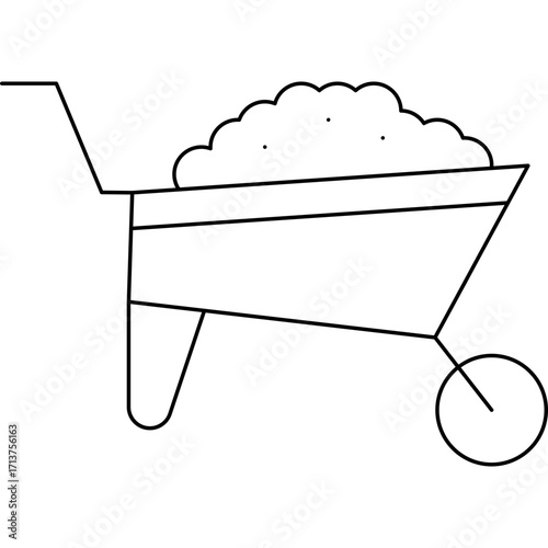 Wheel barrow single vector icon illustration