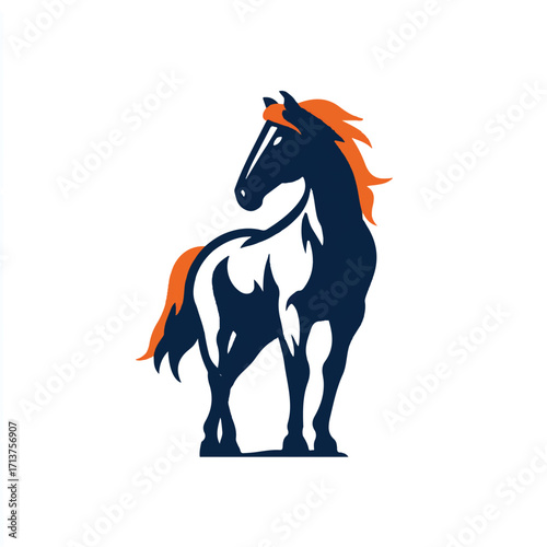 Majestic Horse Silhouette with Flowing Mane and Tail in Bold Modern Design Style