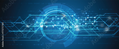 Abstract circuit technology and science background with geometric elements