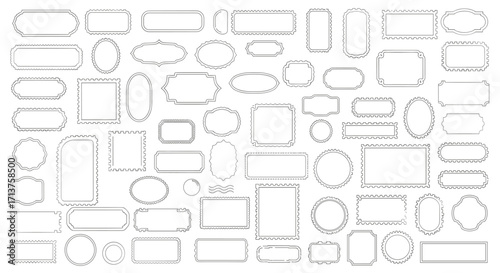 A diverse collection of ornate dashed border frames in various shapes and sizes for creative design.