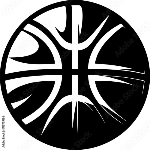 Dynamic Basketball Icon: A striking, modern depiction of a basketball, rendered in bold black and white, conveying motion, and symbolizing the intensity and artistry of the sport.