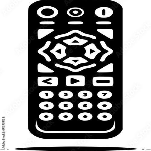 Simplified Remote Control Illustration: A clean, bold graphic of a remote control, showcasing buttons and a sleek design.