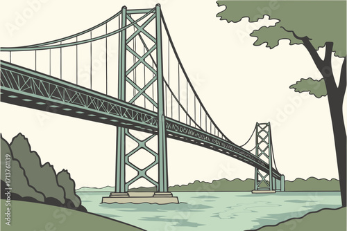Ambassador Bridge in Michigan–Canada, massive suspension span over Detroit River linking U.S. and Canada