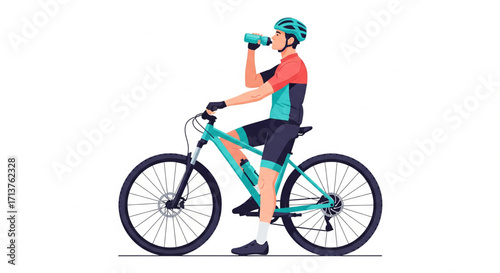 Cyclist taking a hydration break during a mountain bike ride.