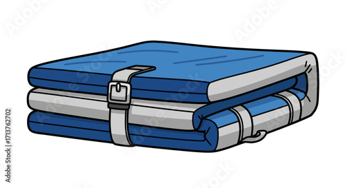 Compact blue folded mat