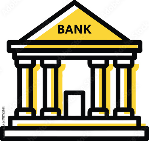 Classic bank building icon with columns and pediment