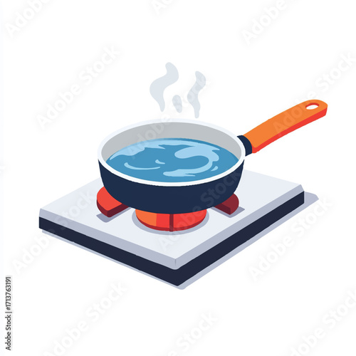 Boiling water in a pan on a stove top ready for cooking.