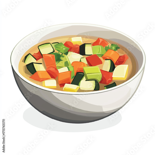 Bowl of Colorful Vegetable Soup