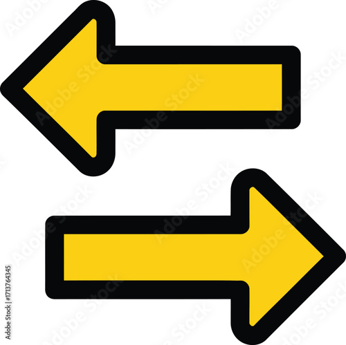 Two yellow arrows pointing in opposite directions