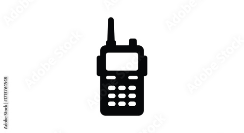 Simple black silhouette of a handheld walkie talkie communication device