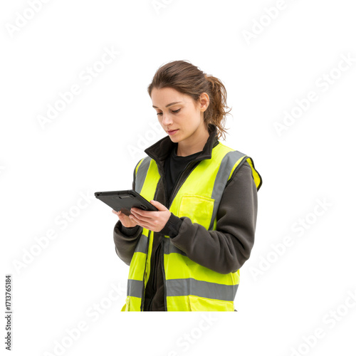 Focused Female Technician Using Tablet Computer