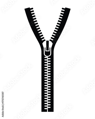 Vector illustration of an open zipper a versatile graphic element for design silhouette vector illustration white background